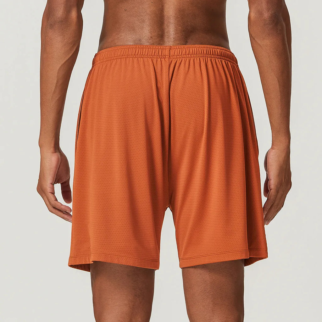 Men's double-layer running shorts in sky green colour with quick-dry fabric and moisture-wicking lining