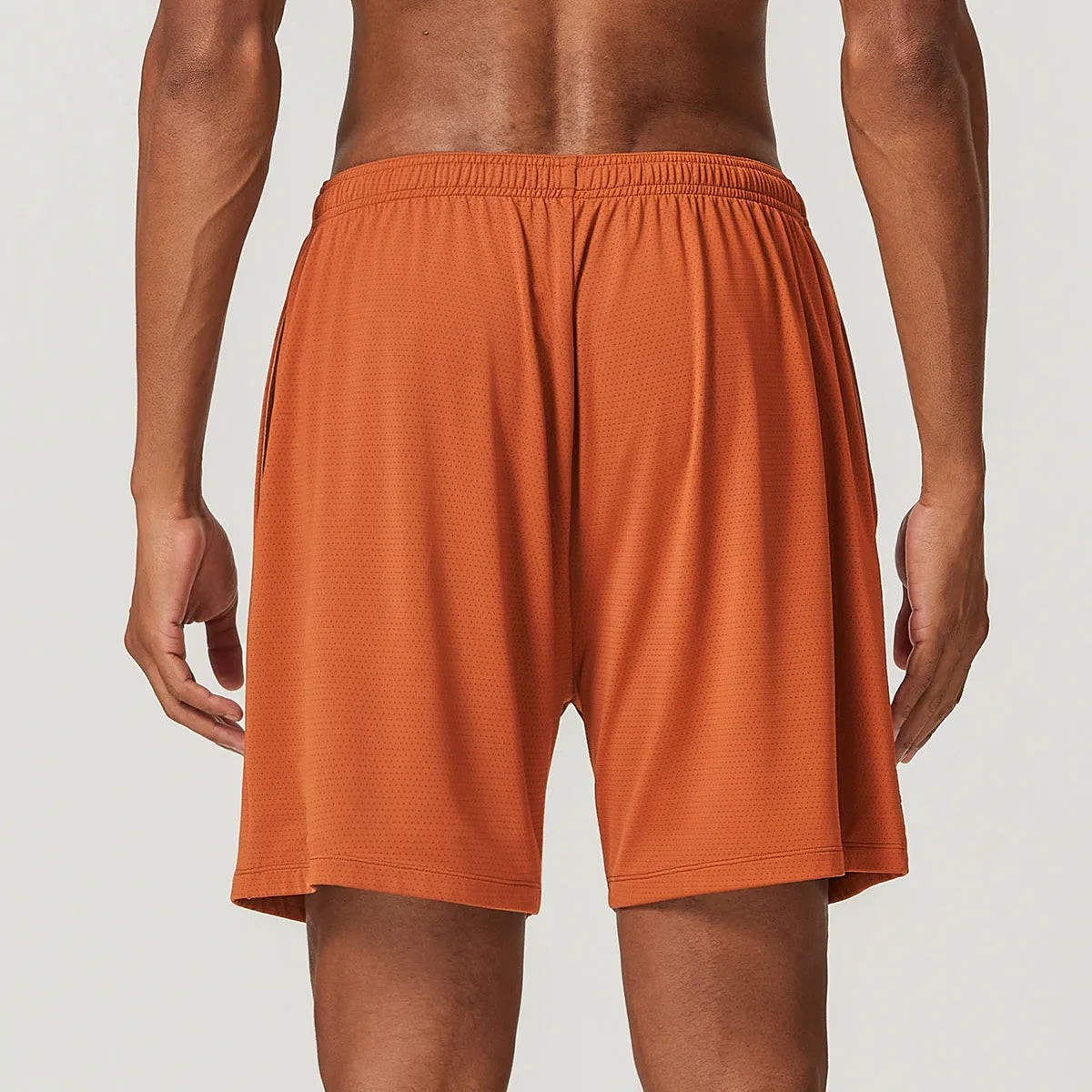 Men's double-layer running shorts in sky green colour with quick-dry fabric and moisture-wicking lining