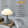 Mushroom-shaped night light with touch controls and USB port in wood grain finish