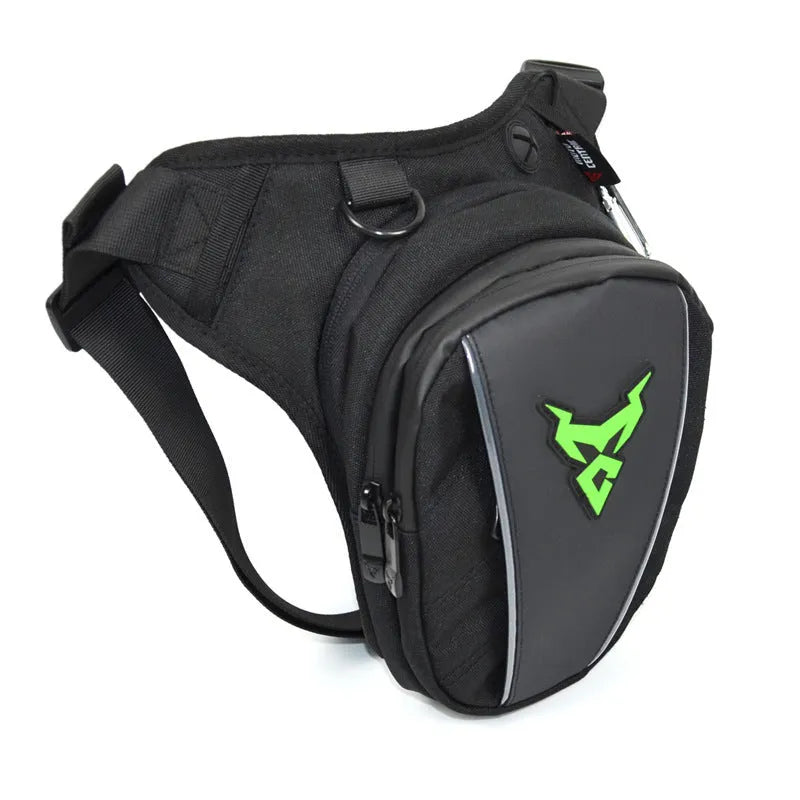 Motorcycle riding leg bag in 1200D Oxford cloth with crossbody shoulder waist attachment
