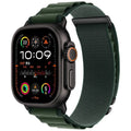 Nylon loop watch strap for Apple Watch with two-section high mountain weave in black colour, fits 38mm to 49mm sizes