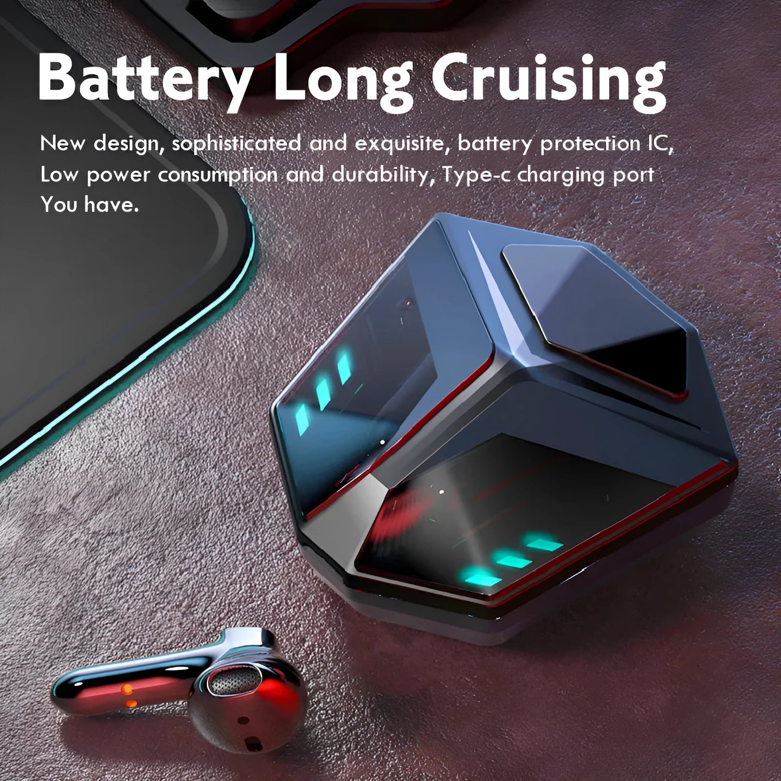 A compact, minimalist wireless Bluetooth gaming headset in the colour shown, made from black ABS plastic.