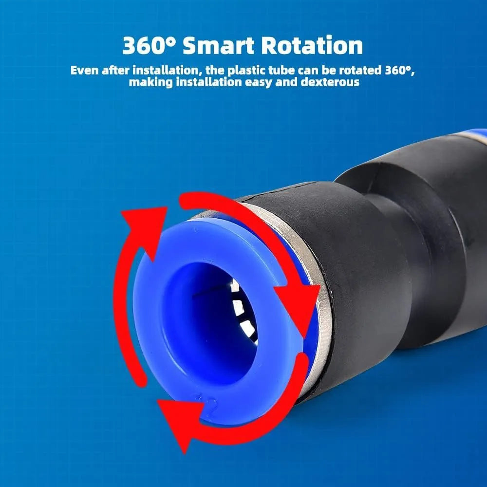 60-piece pneumatic push-in connector set for R1/4 and R1/2 air hose connections
