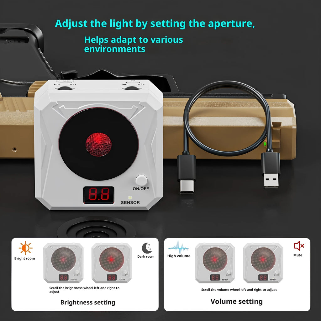 Laser target for dry fire training with infrared counting display, rechargeable, ABS construction, magnetic plate and four target rings