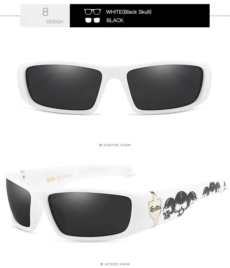 Bandit style hip hop polarized sunglasses model G613, PC lenses, box frame, available in multiple colours
