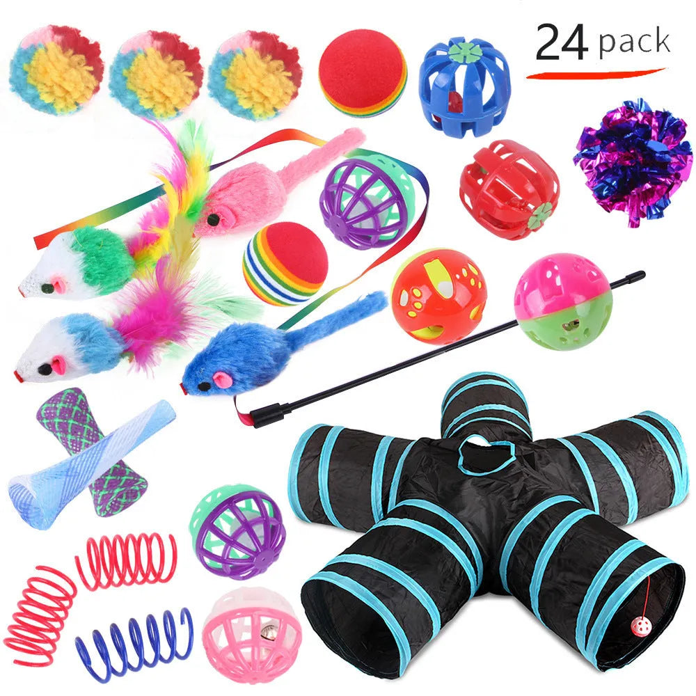 Plastic cat toy suit with tunnel channels in a selected colour from the B99801-B99855 range