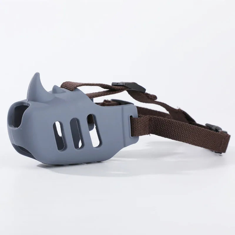 Silicone pet muzzle anti-bite in sky blue for medium and large dogs with breathable air-hole design