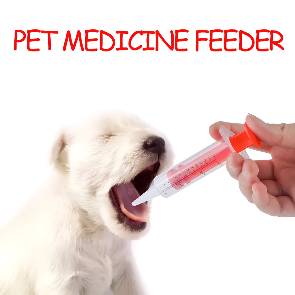 Two silica gel pet pill shooters for cats and dogs, showing soft tip and push rod.