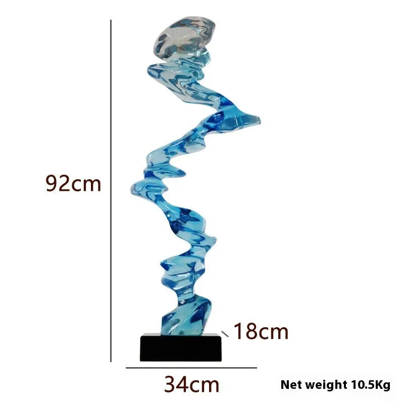 Modern abstract still life ornament made from plastic and natural resin in bright gold, silver, or blue