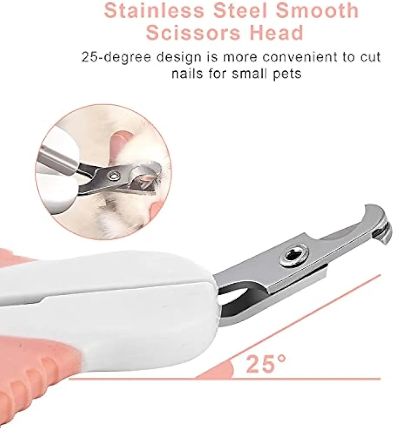 Cat nail clippers with angled blade and safety guard for small pets grooming
