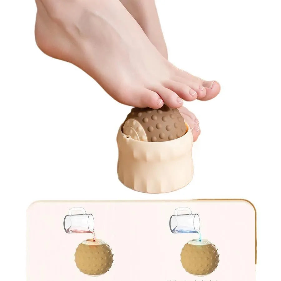 Massage ball set for cold and hot compress therapy in caramel mocha colour with dual-texture surface