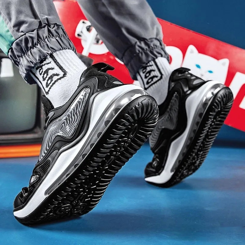 Men's summer air cushion casual shoes in Space Black or Space White with rubber soles