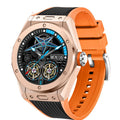 MV58 black smart watch with silicone strap showing heart rate monitoring on screen.