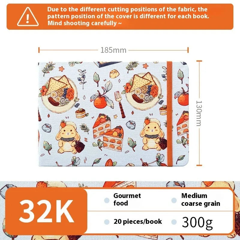 Feiluniao handmade fabric watercolour notebook in 185mm portable size, showing artistic cover design.