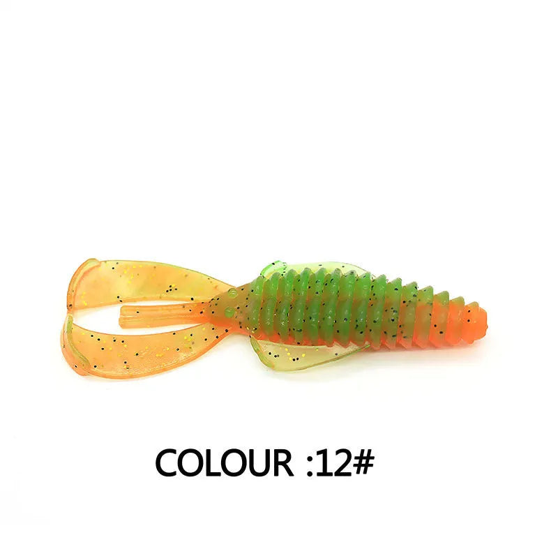 PVC soft bait fishing lure showing colour variations in 8cm and 12cm sizes