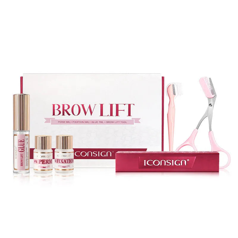 Pink eyebrow quick ironing perm kit with complete set for DIY eyebrow styling