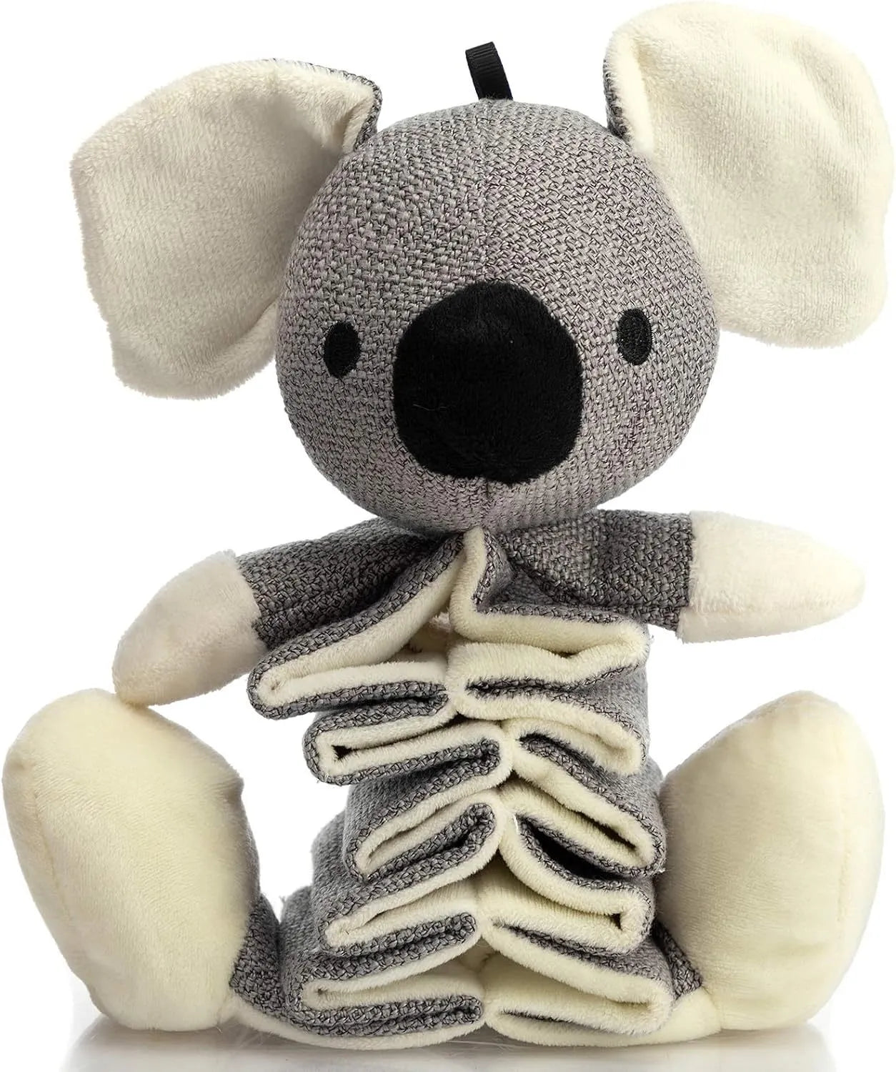 Gray koala squeaky dog toy with crinkle paper, measures 30cm long, for small medium large dogs