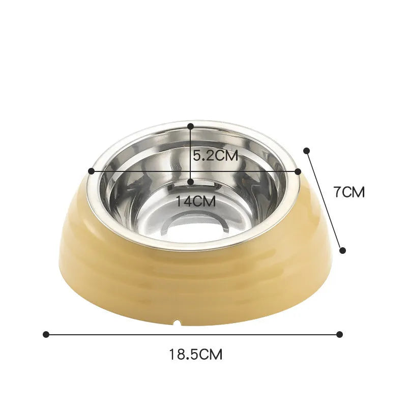 Stainless steel finish cat bowl in beige, brown, or light green colour for pet feeding