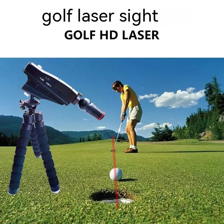 Golf putter laser aiming instrument for putting practice alignment.