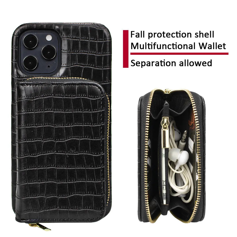 Two-in-one magnetic PU leather phone case for iPhone 14 available in black colour