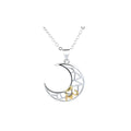 Sun moon tooth couple necklace with copper pendant and cross chain, male and female colour variants