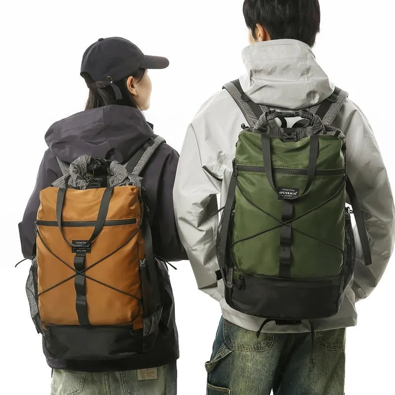 Nylon backpack in solid colour, large capacity, 30x18x48 cm, unisex design for travel and daily use
