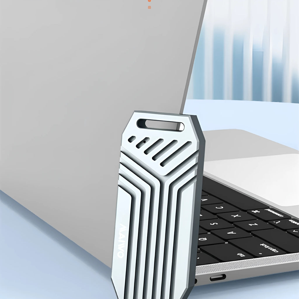 Silver Lightning 4 Thunderbolt 40Gbps aluminium M.2 SSD enclosure showing compact dimensions