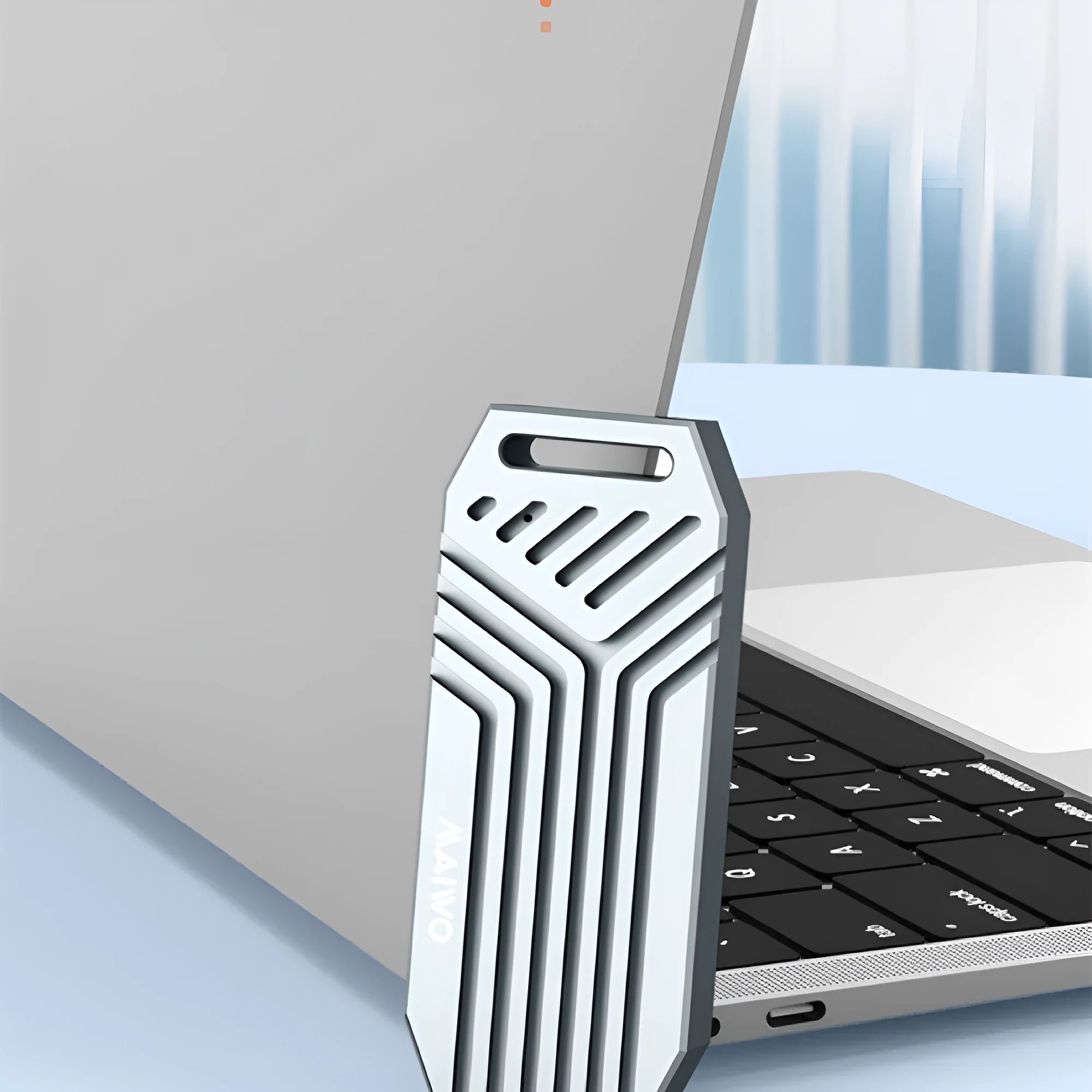 Silver Lightning 4 Thunderbolt 40Gbps aluminium M.2 SSD enclosure showing compact dimensions