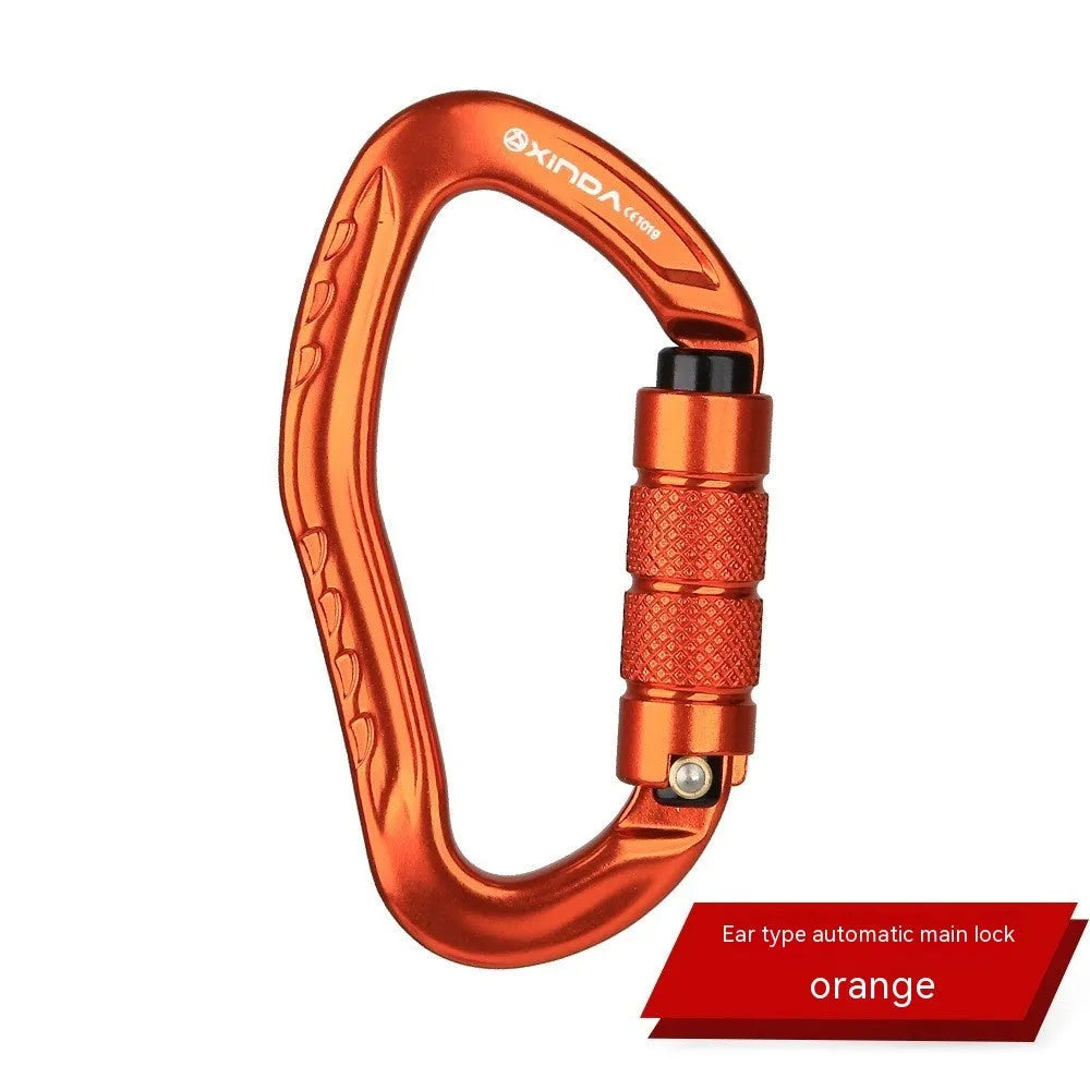 Automatic lock climbing carabiner in black blue orange red or silver colours for outdoor equipment