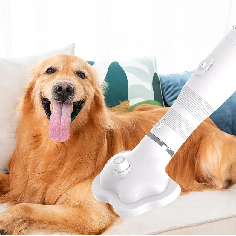 Three-in-one pet hair dryer with hot air one-click hair removal, pink and white, ABS material, 600W for dogs and cats