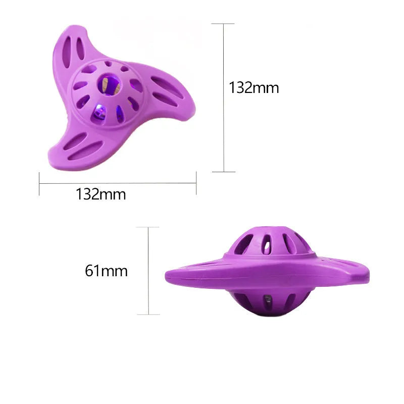 Blue boomerang molar shaped dog chew toy with raised dental cleaning edges