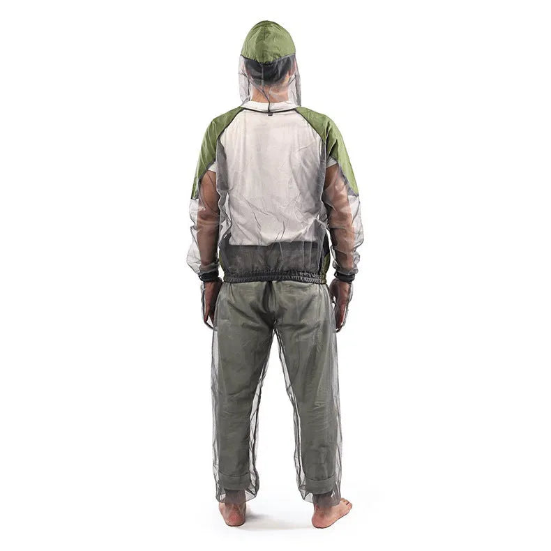 Men's anti-mosquito plaid mesh coat in gray for outdoor cycling and hiking