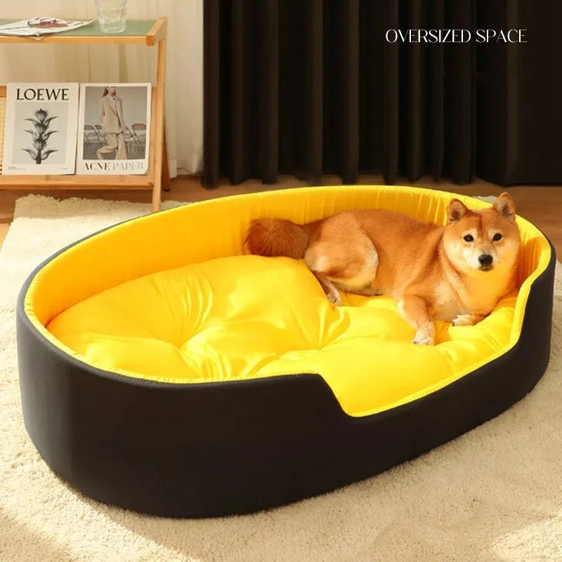 Sponge pet bed stereo nest, yellow black colour, rectangular shape for indoor use
