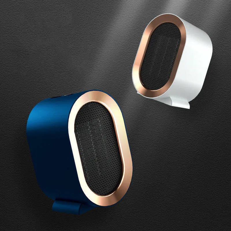 Desktop electric heater with ceramic heating element in choice of colours with international plug options