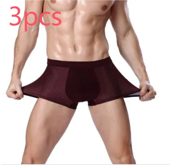 Men's solid colour modal boxer briefs with U convex design on a white background.