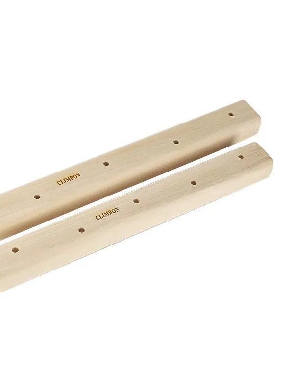 Set of three solid wooden finger grip training boards in 12cm, 40cm, and 50cm lengths.