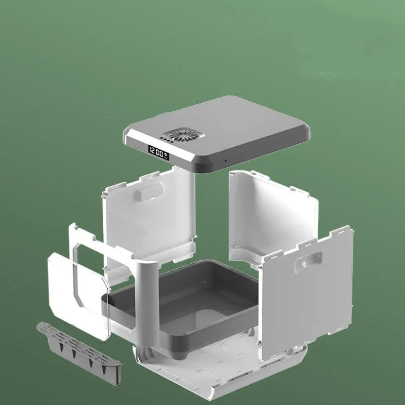 Fully enclosed cat litter basin drawer type in picture colour, 48x40x42cm, ABS plastic with plasma disinfection