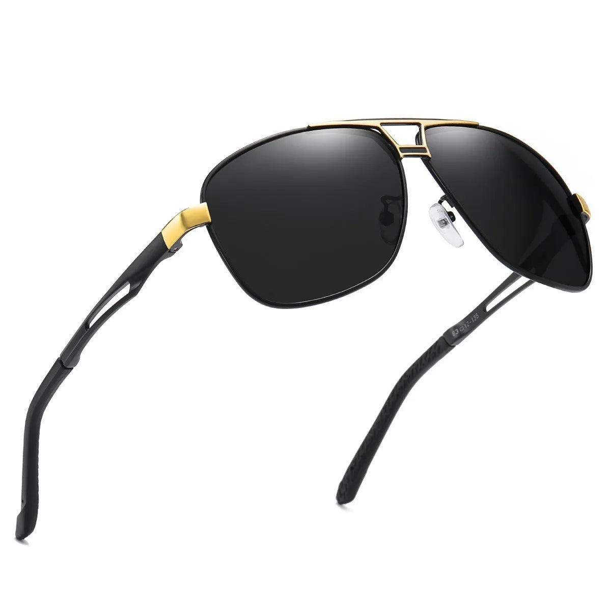 Men's polarised aviator sunglasses with orange-red lenses and metal frame