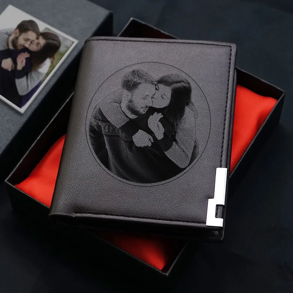 Men's brown leather wallet with a silver zip and seven visible card slots.