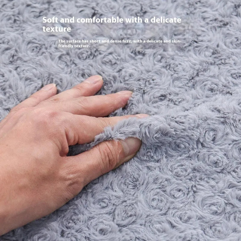 Light grey soft cloth dog kennel with removable mat, shown in a home setting.