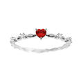 Personalised zircon peach heart ring in gold or silver finish on a copper band.