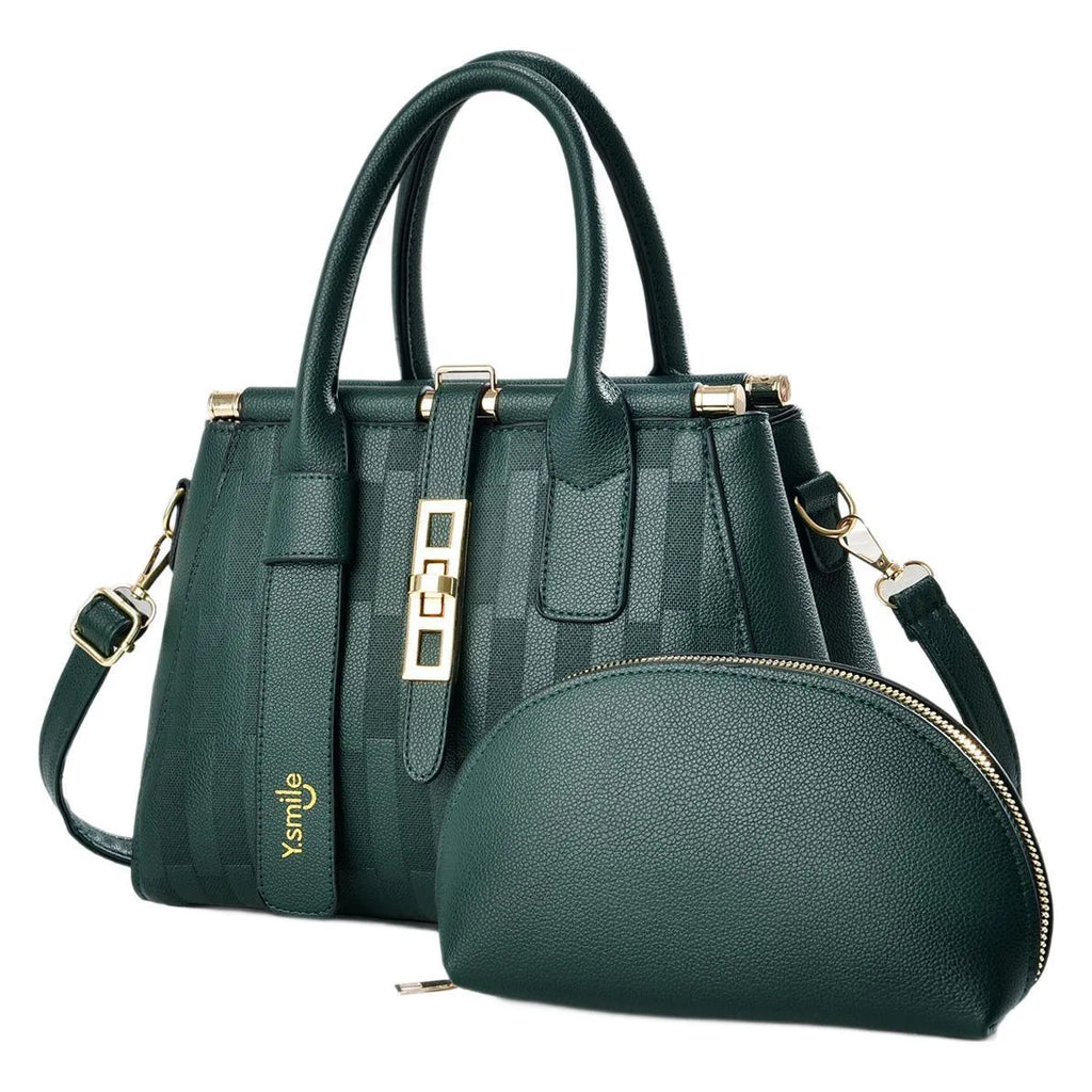 Round PU leather crossbody shoulder bag in 28x13x20cm size showing seven colour options