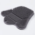 Blue silicone bath massage cushion mat for handheld back scrubbing, measuring 31cm by 32cm.