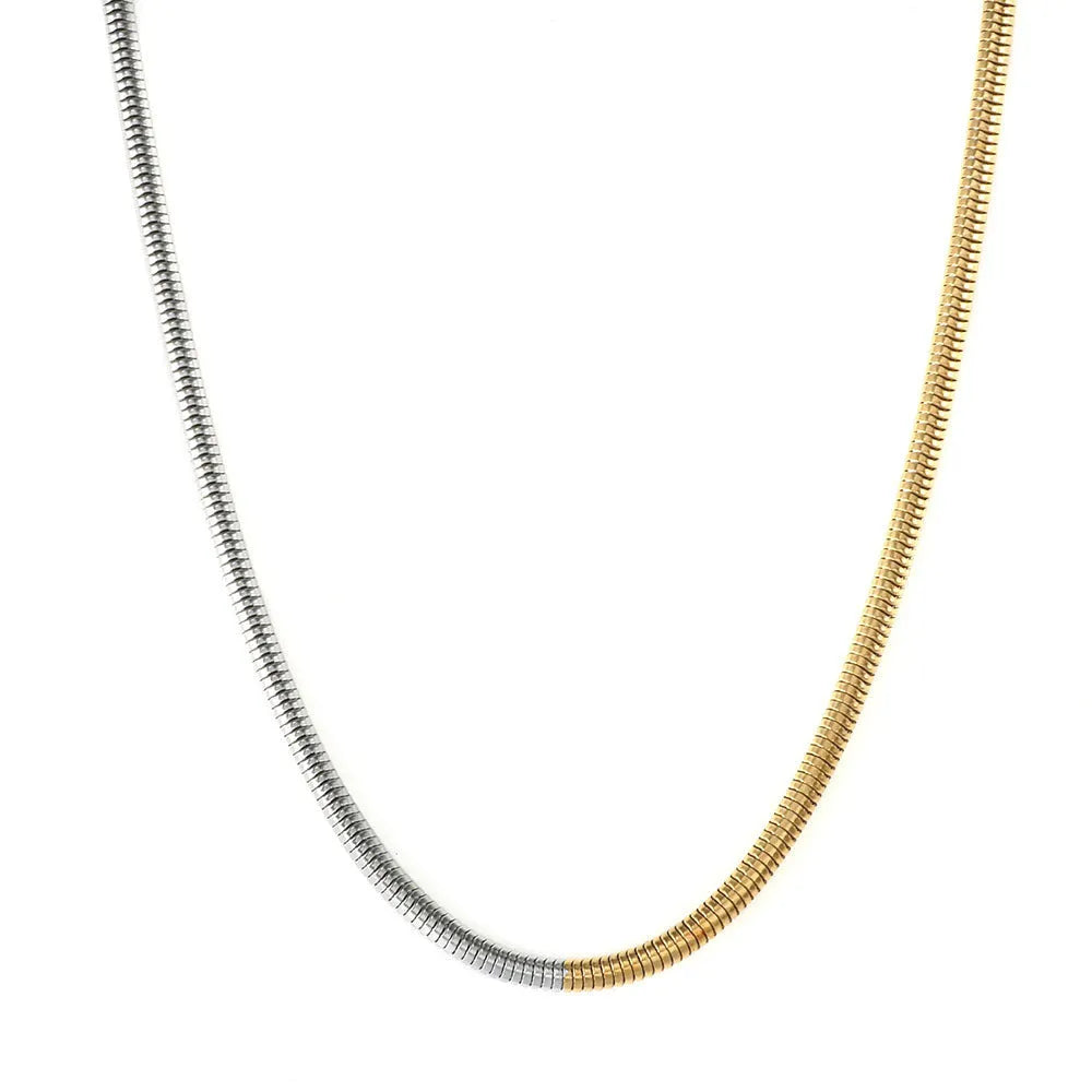 Women's stainless steel snake bone chain necklace with 3mm thickness in MSXNJMG505G colour