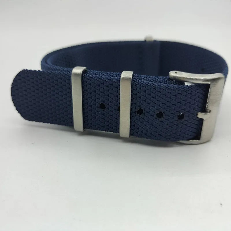 Textile nylon integrated watch strap in Army Green colour showing the 20mm width.