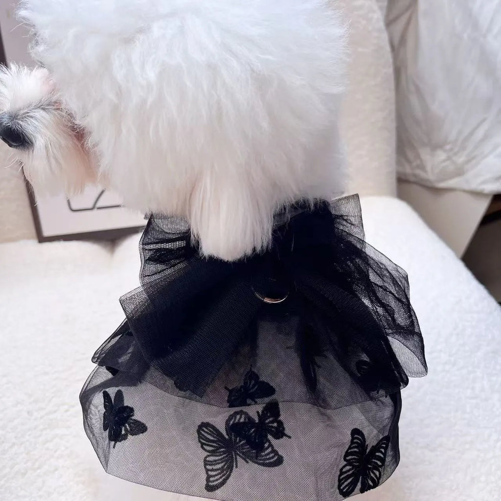 Black gauze princess tulle skirt pet clothing for small dogs and cats on size chart