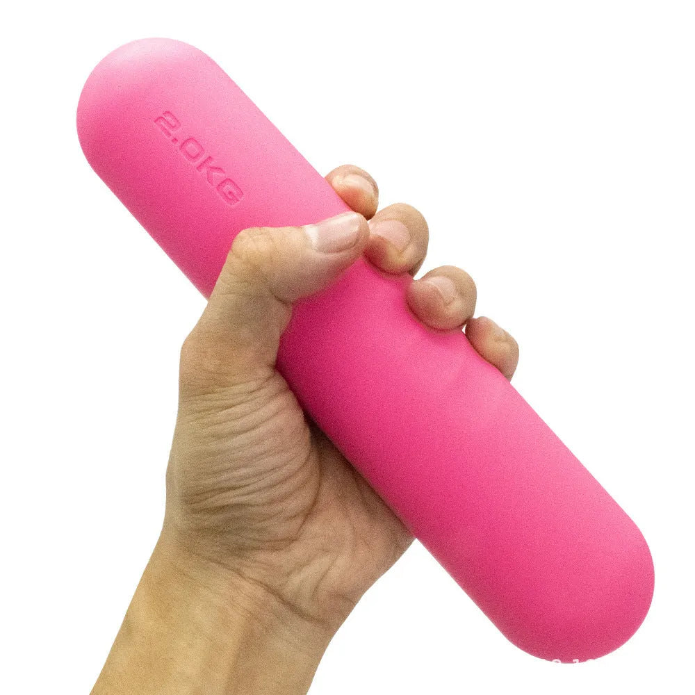 Silicone edging non-slip hand-drawn yoga dumbbell stick in various colours and weights.