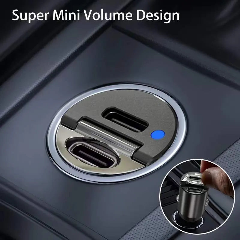 Mini dual-port 30W car cigarette lighter charger for USB devices