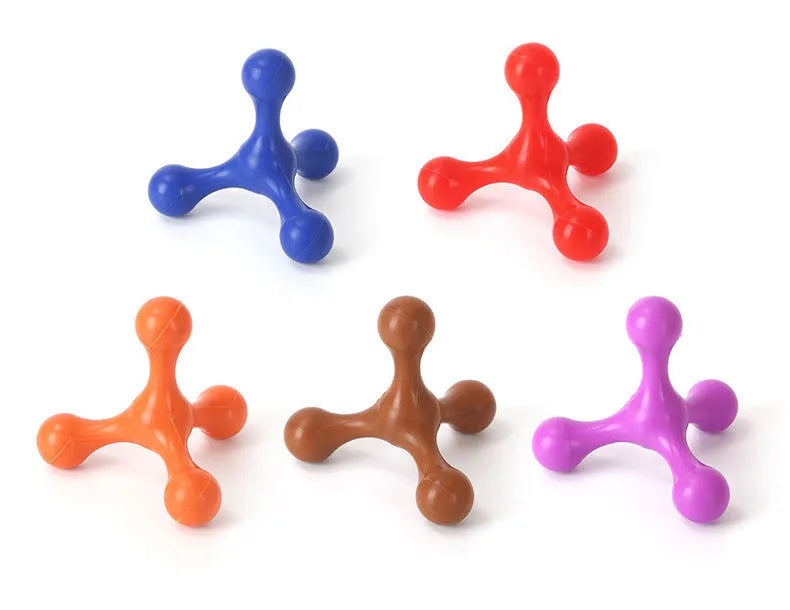 Three-legged silicone chew toy for small and medium dogs in various colours