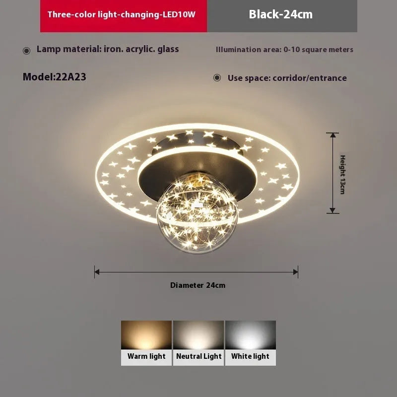 Modern simplicity style LED ceiling lamp in gold, black or white for hallways.